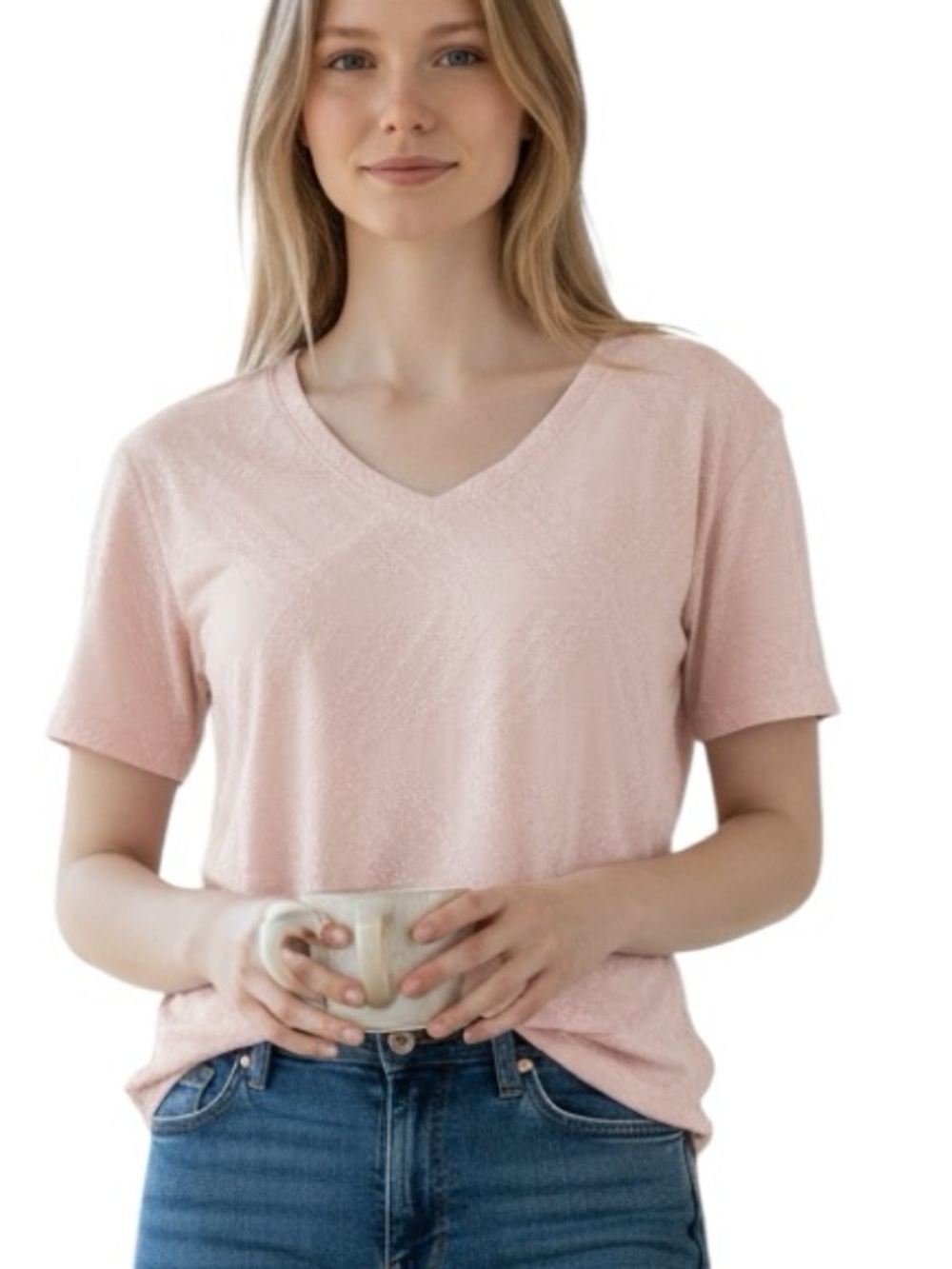 PEACE & PEARLS: NWT Textured Short Sleeve Open Shoulder Pink Shirt -Size XL